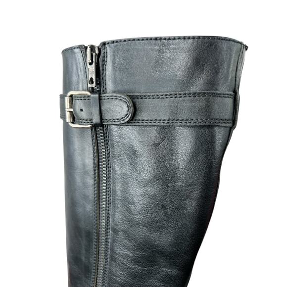 J.Crew Tall Leather Boots Strappy Moto 2.5" Heel in Black Women's Size 7.5 - Picture 7 of 16